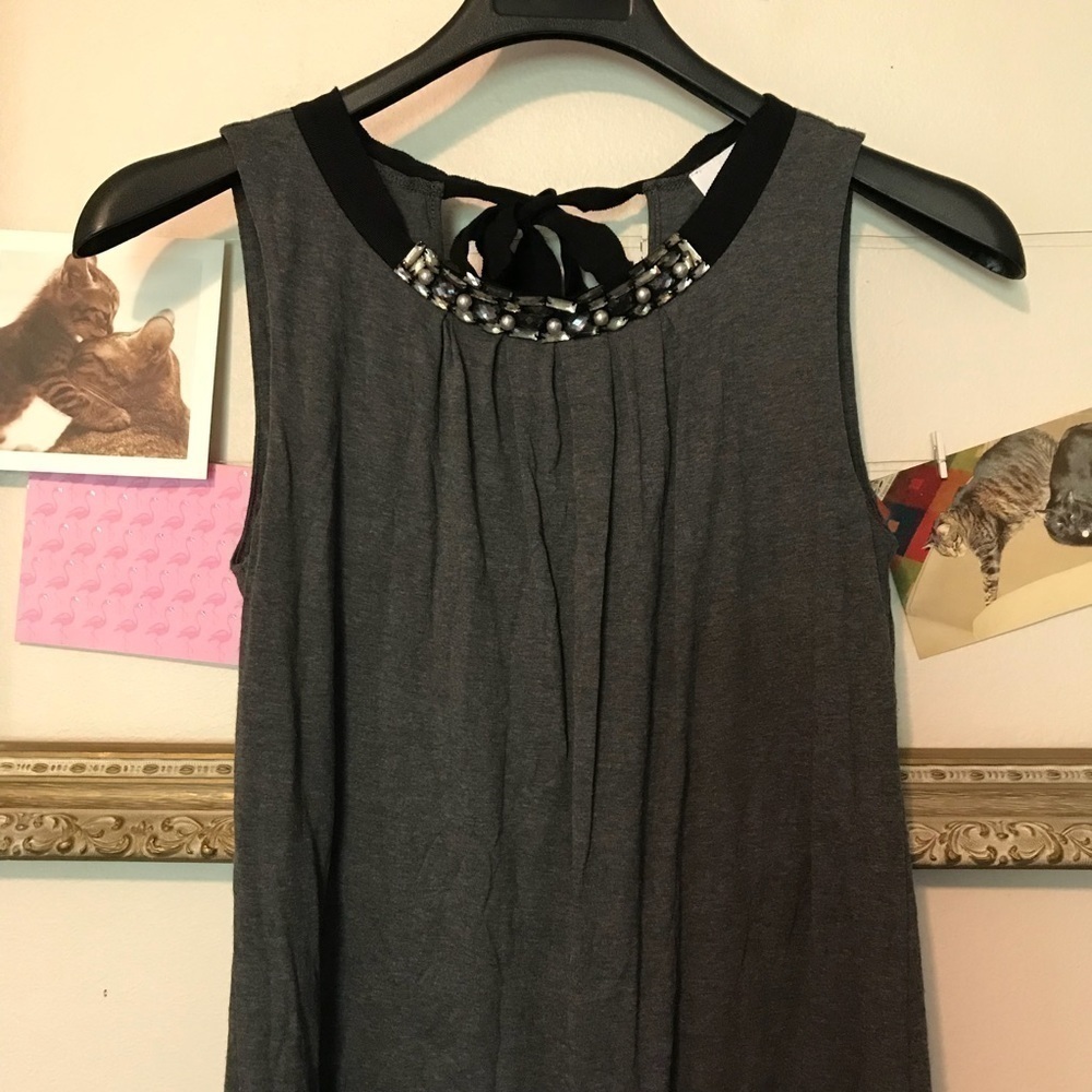 Loft gray knit sleeveless knit dress size small